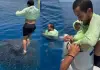 Man-catches-fish-with-tshirt