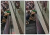 Boy-stuck-escalator-wall-china