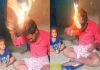 Dangerous-hair-fire-styling-viral-video