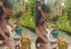 Grandma-tulsi-puja-kid-playing-dholam-viral-video
