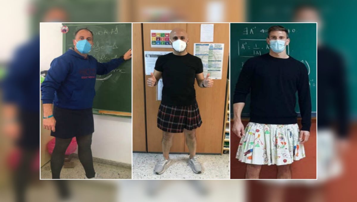 Three male-teachers-wear-skirts-to-school