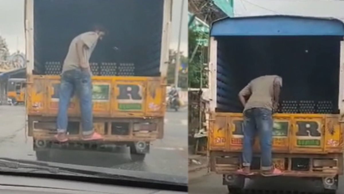 Man steeling egg from running van viral video
