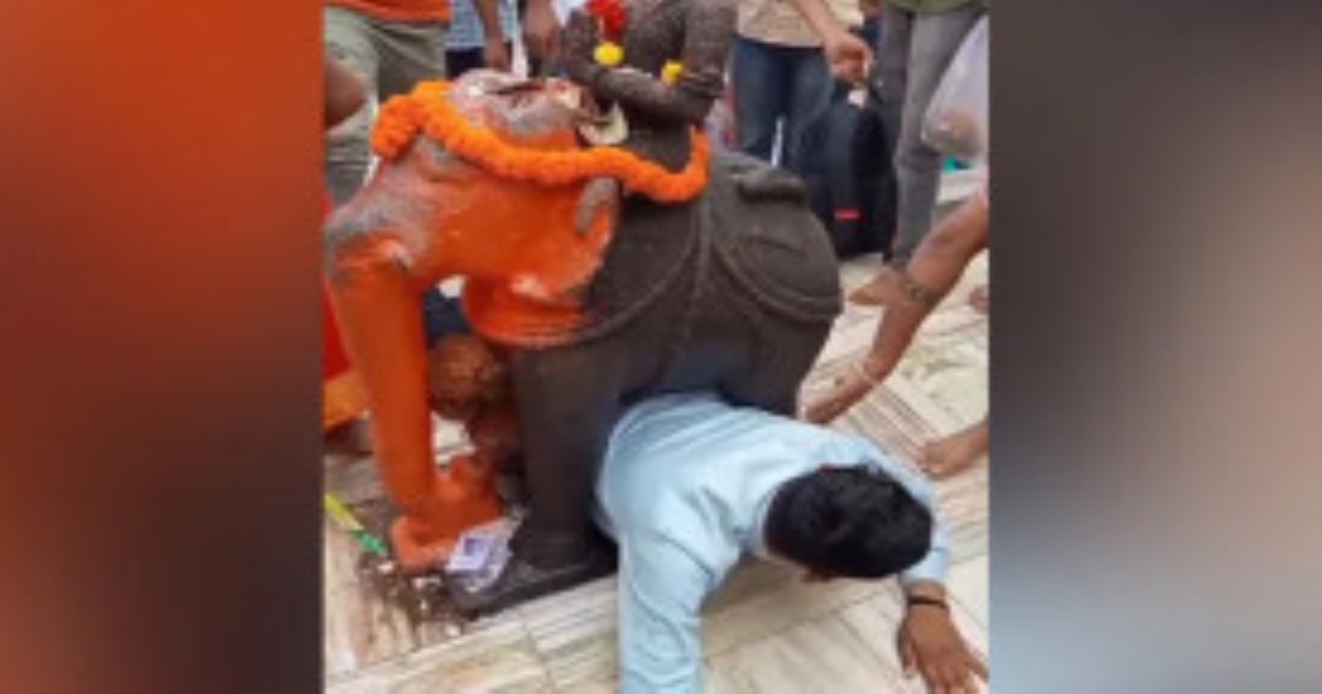 One man arrest for under of elephant statue