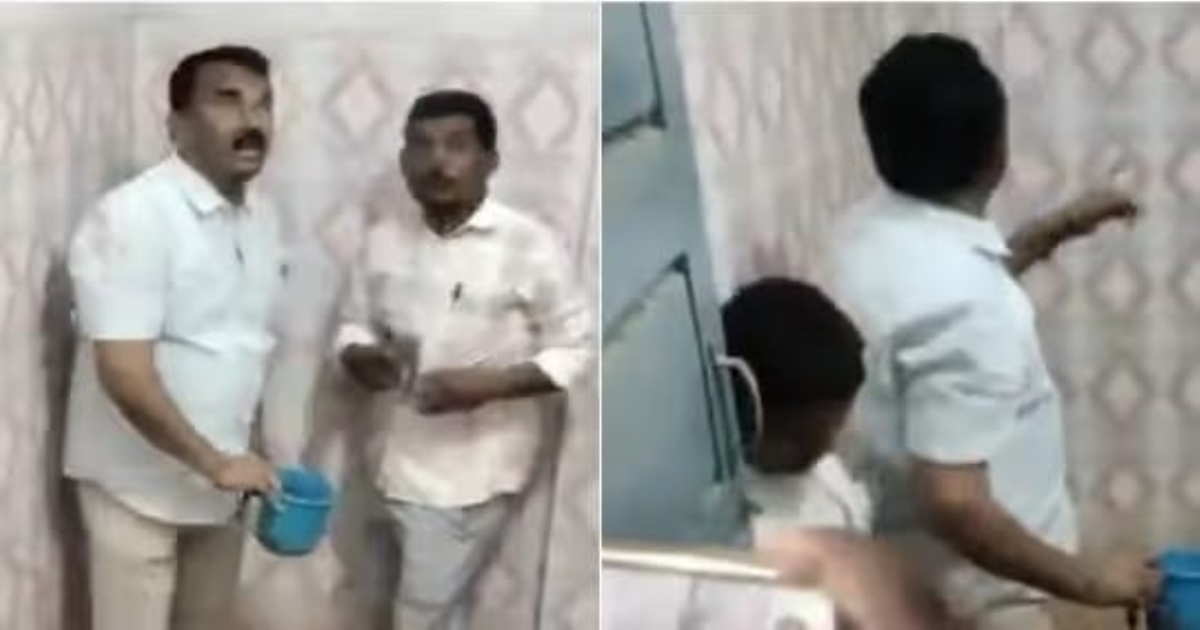 telangana-minister-cleans-dirty-toilet-during-surprise-