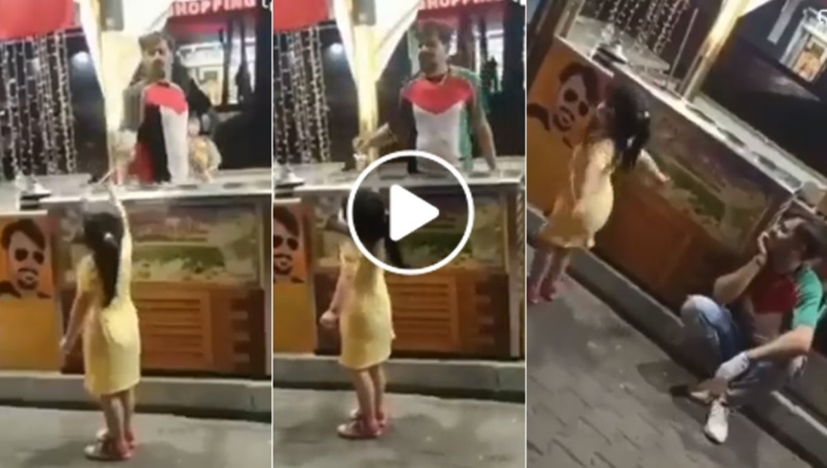 Small girl cute dance at Ice cream shop viral video