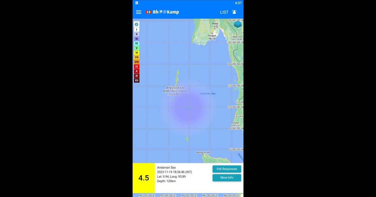 Andaman sea Earthquake Today