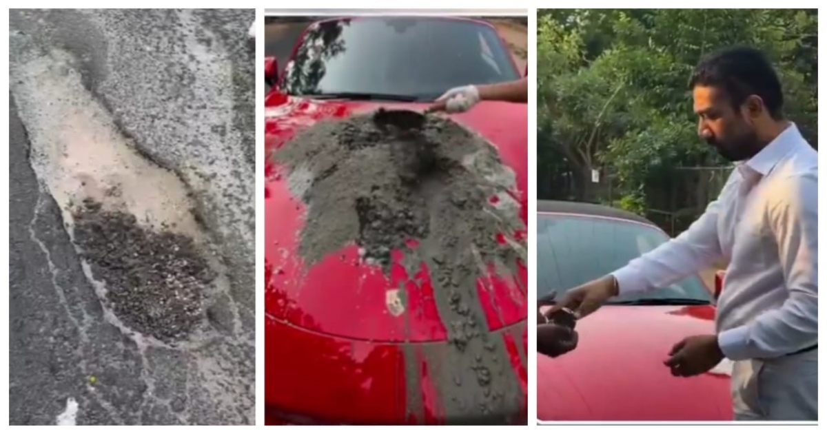 bengaluru-businessman-fills-pothole-with-porsche-video-