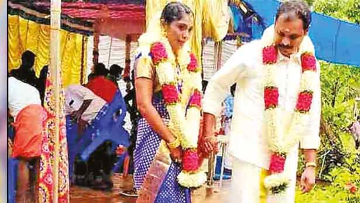 Unique wedding set upon junkar after brides house flooded in heavy rain