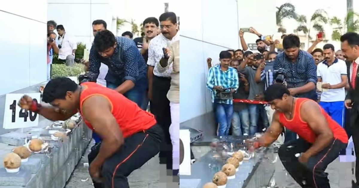 abeesh-breaks-122-coconuts-one-minute-world-record