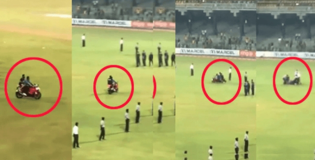 Kusal Mendis falls off bike during Sri Lankas victory celebrations