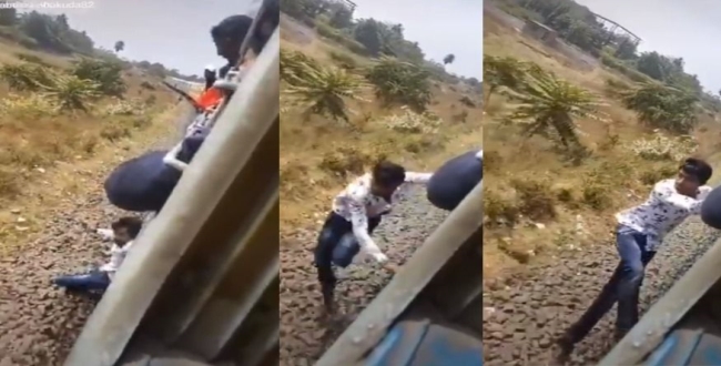 Man falling down from train video goes viral