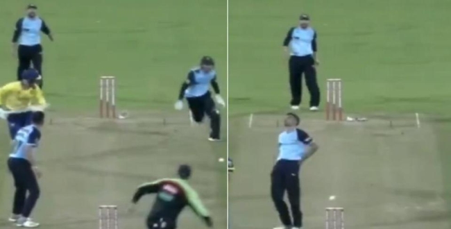 Wicket keeper through ball on bowler Vitality Blast ‏T20