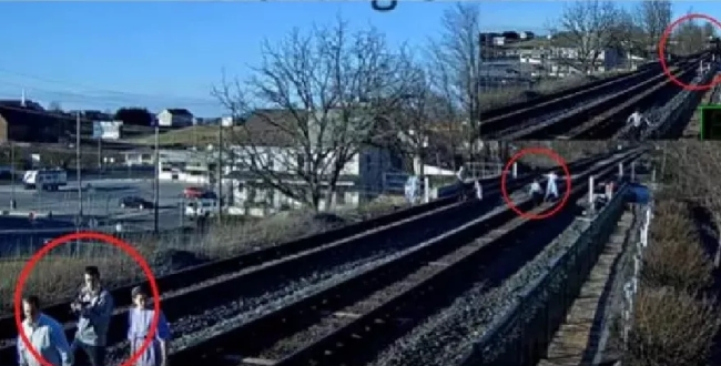 Family escaped from train accident video goes viral