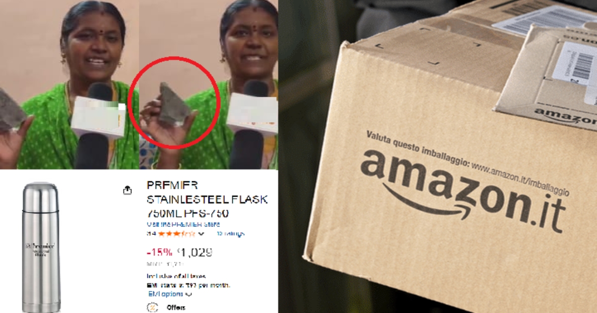 viruthunagar women order flask in amazon and they put stone inside the package