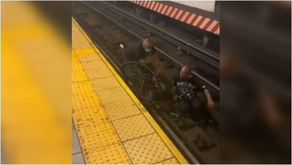 Wheelchair-bound man falls on New York subway train tracks