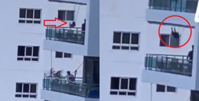 A man swung his underage daughter on the balcony of his apartment