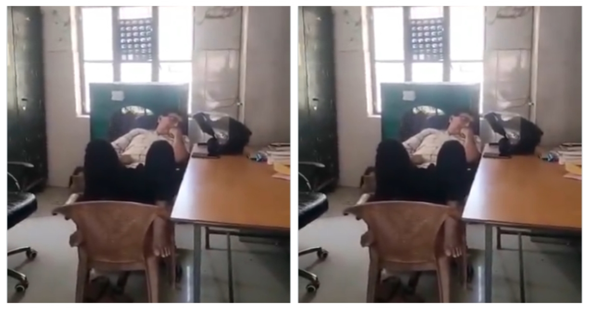 Uttar-pradesh-hospital-pharmacist-sleeping-viral-video