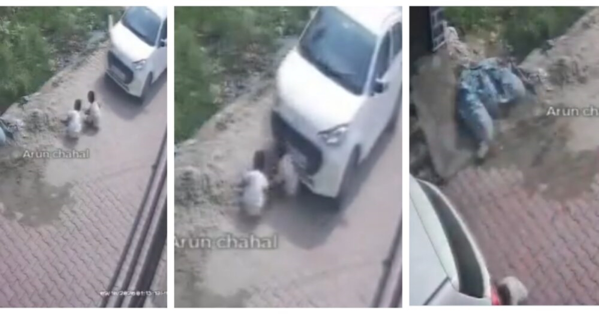 meerut-car-crushes-two-children-cctv-video