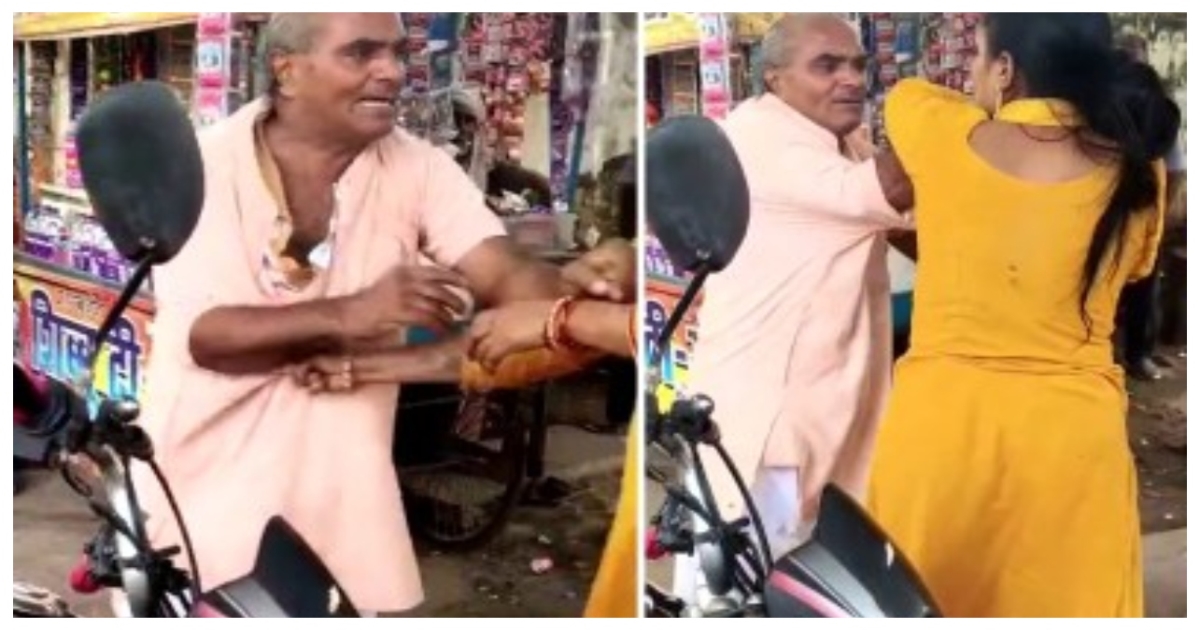 rewa-priest-woman-street-fight-viral-video