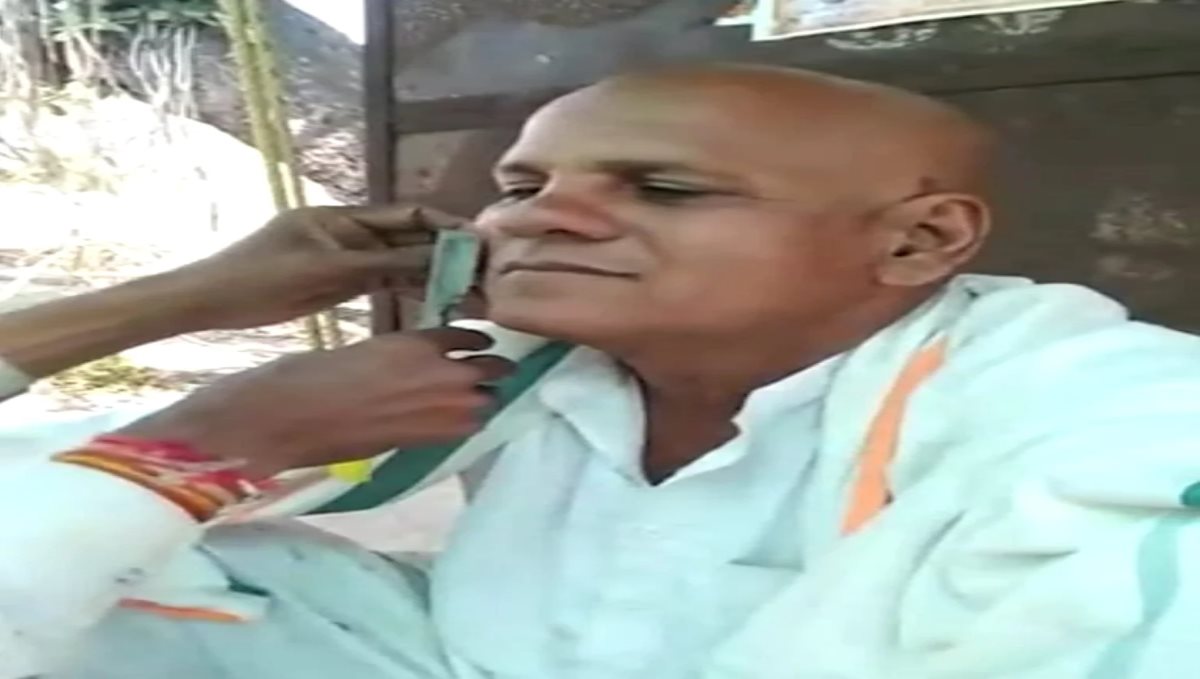 Madhya Pradesh Rajgarh Congress Worker head shaved due to 5 state Poll Congress Loss
