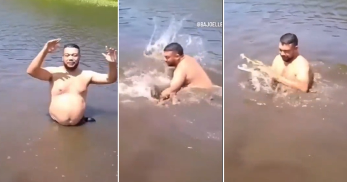 man escape With Crocodile Attack In Water