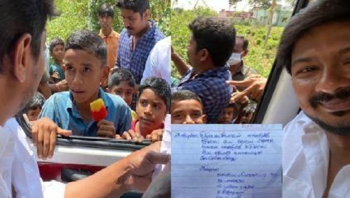 Kids gave letters to DMK Udhayanithi stalin viral photos