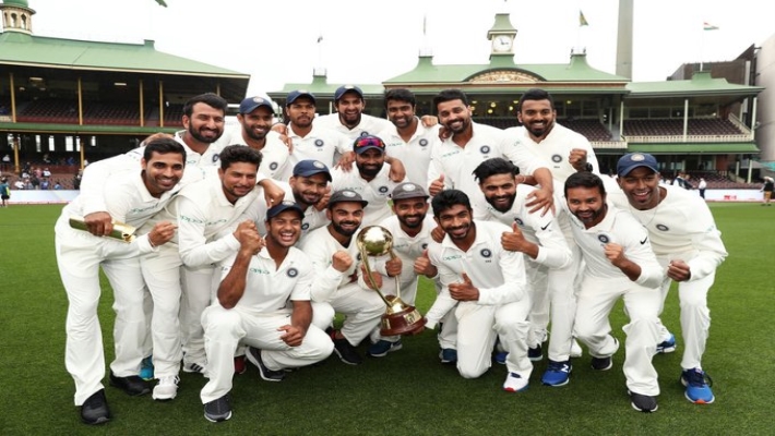 Indian players celebrating australia test victory