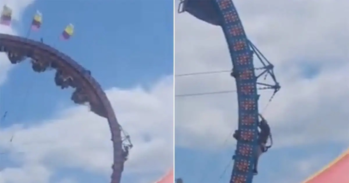   America Crandon Theme Park Roller Coaster Stuck 