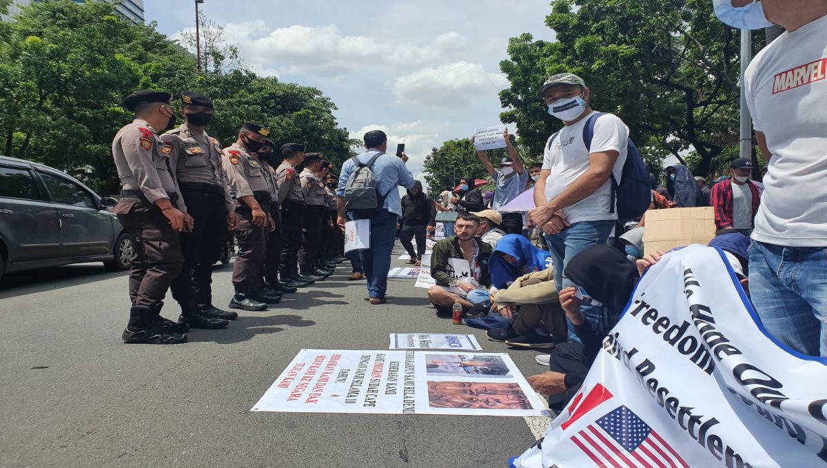 Afghanistan Refugees Protest at Indonesia 