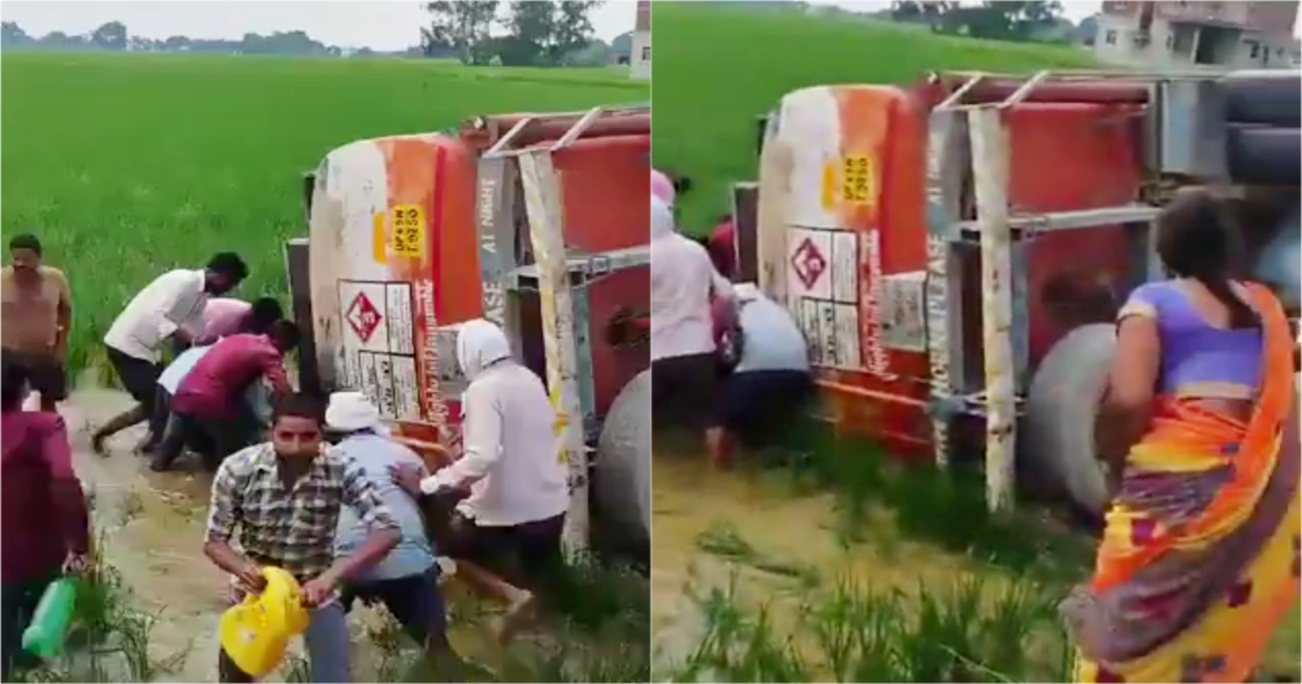 In Uttar Pradesh Chandauli petrol Lorry crash 