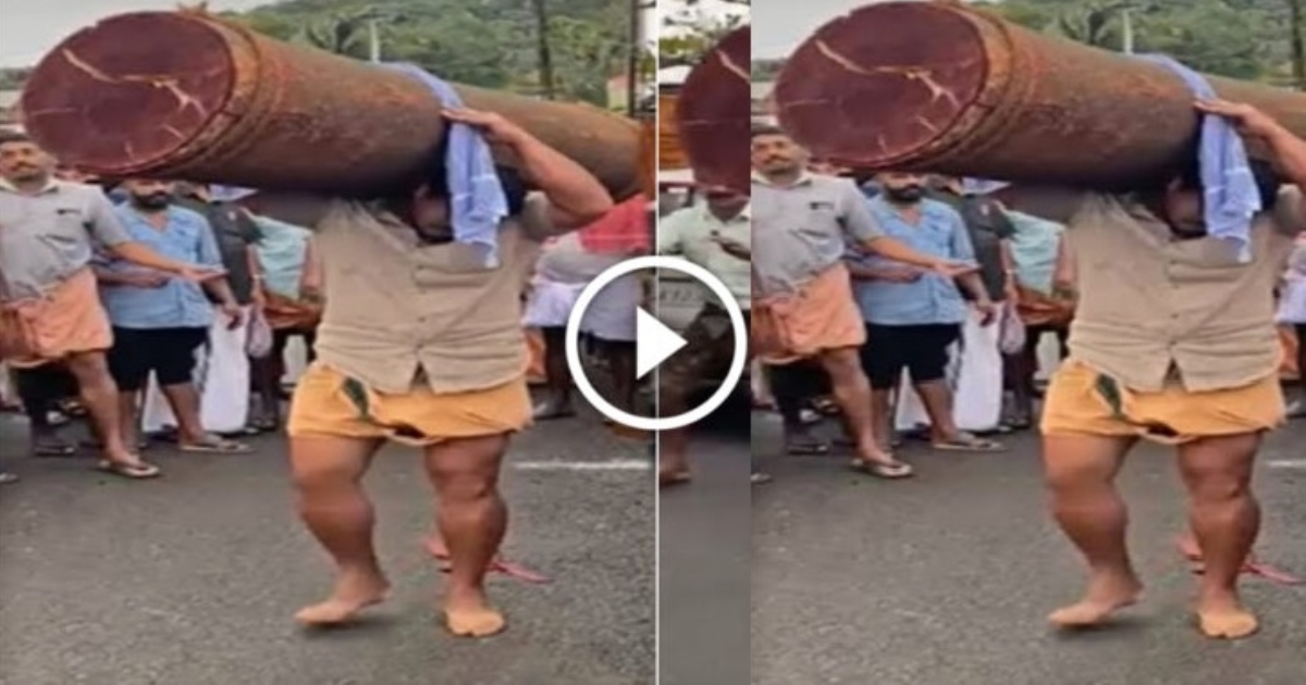 Kerala man lift 300 kg tree viral video