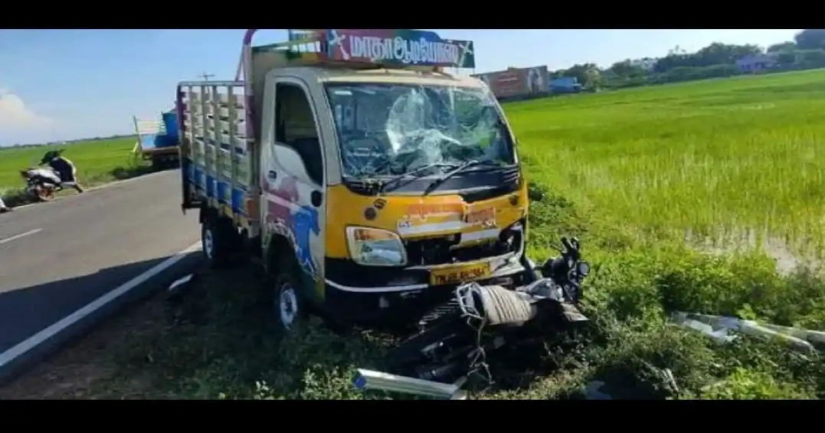 A two-wheeler collided with a cargo vehicle.. Youth killed.. Screaming parents.!
