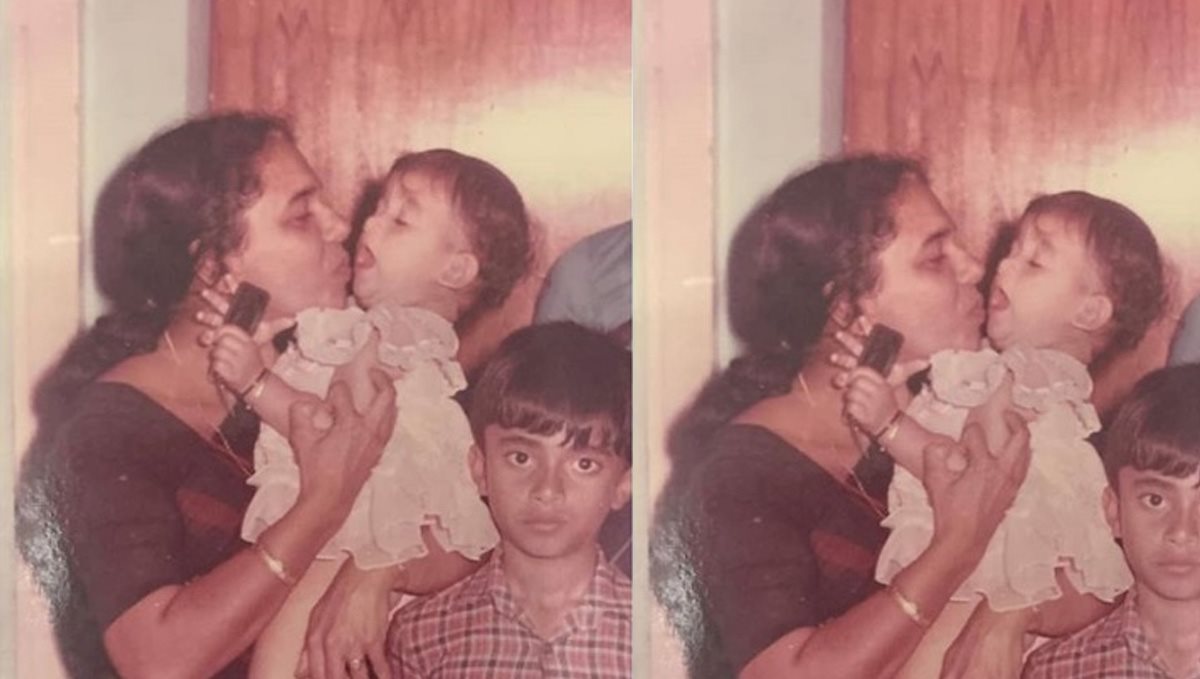 Actress nayanthara childhood photo with mother