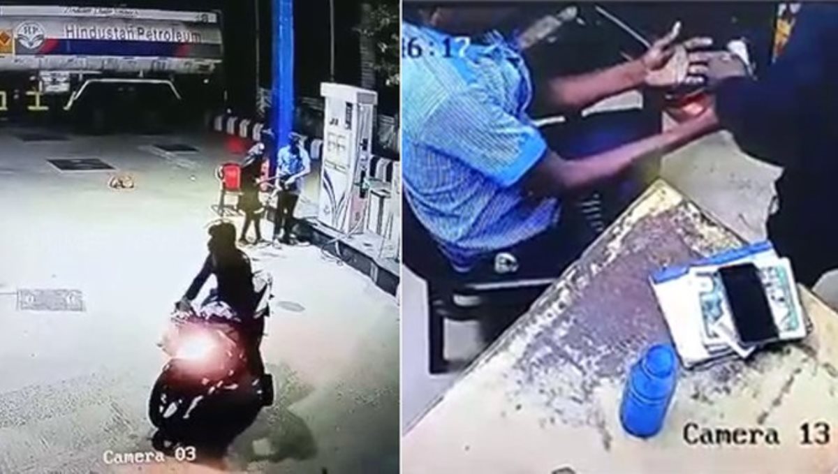 Vilupram petrol bunk robbery viral cctv video