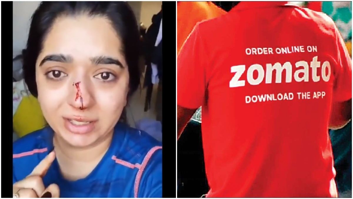 Zamato boy breaks women nose viral video