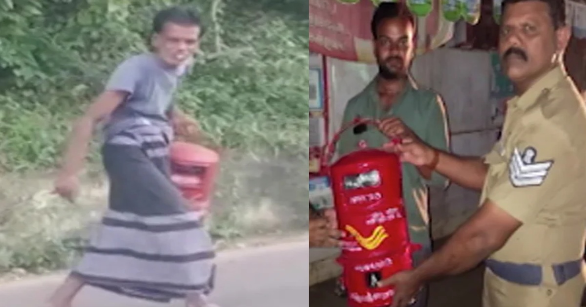 thenkasi men lefting post box from melagaram