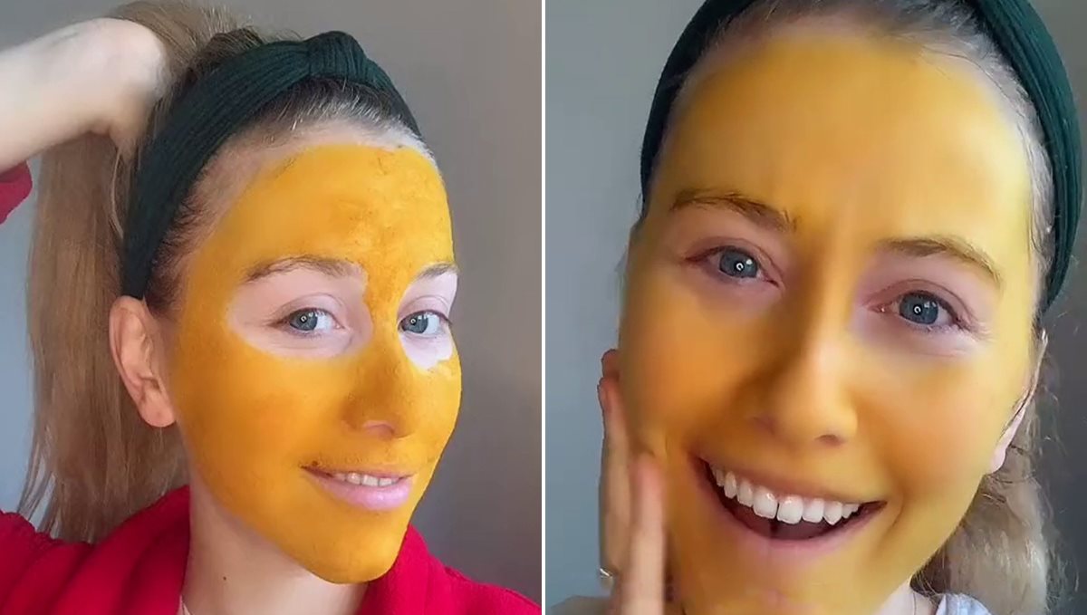 Women face turned into yellow after applying turmeric mask