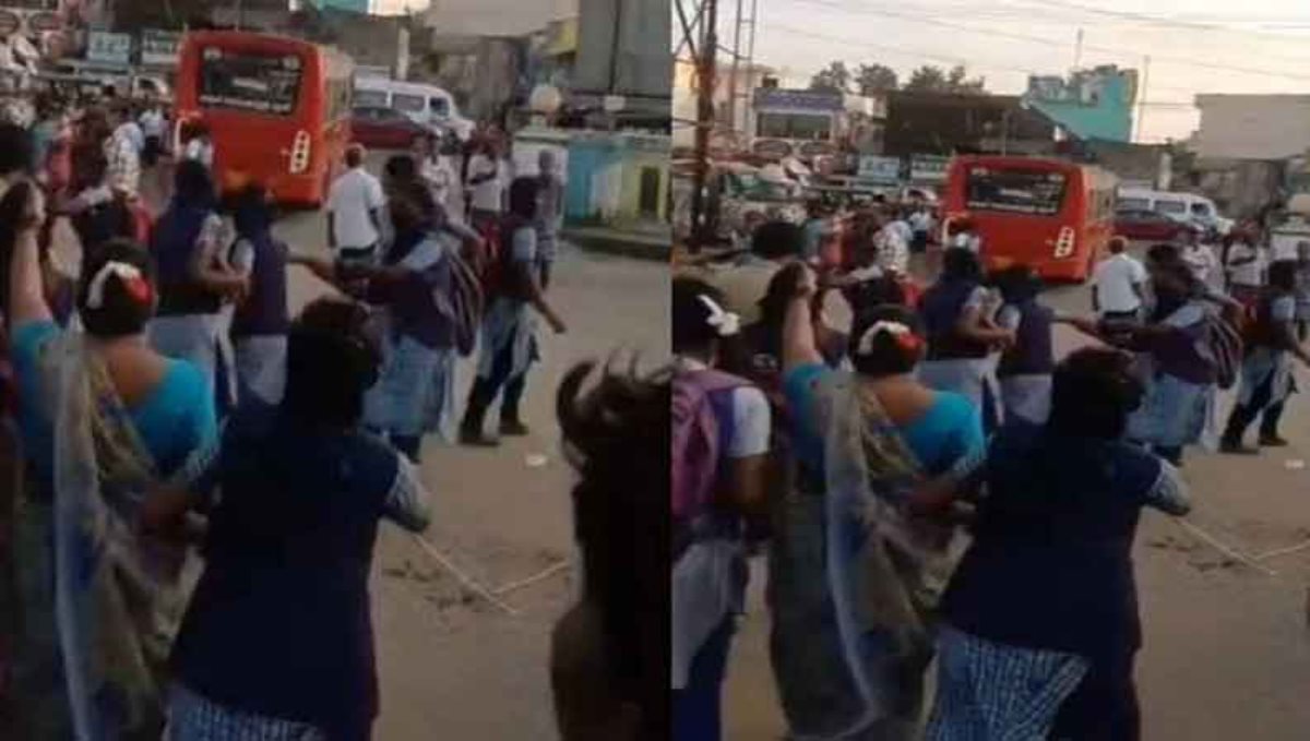 Chennai Avadi Bus Station School Girl Student 2 Groups Fight Each Others Attacked 