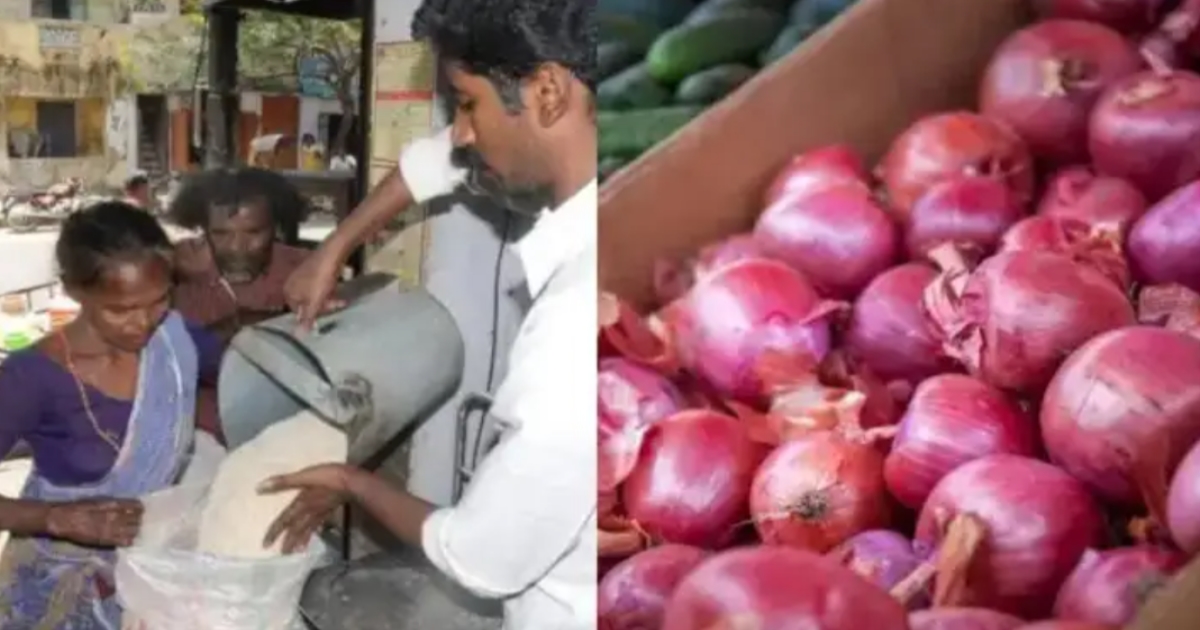 Onion sale in ration shop 