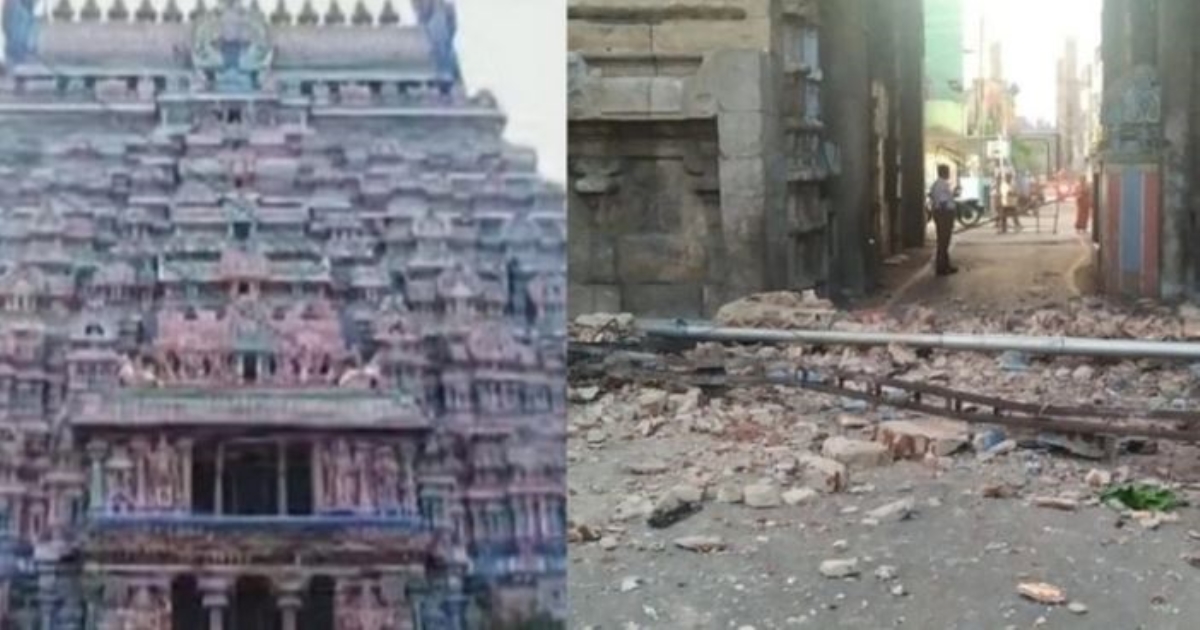Srirangam kovil tower collapsed in midnight 