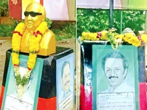 karunanithi statue removed at vellore