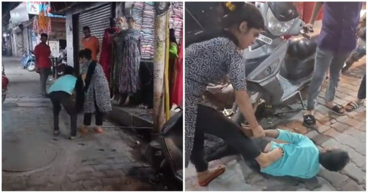 Uttar Pradesh Women Beat Minor boy With Slipper While he Teasing Women 
