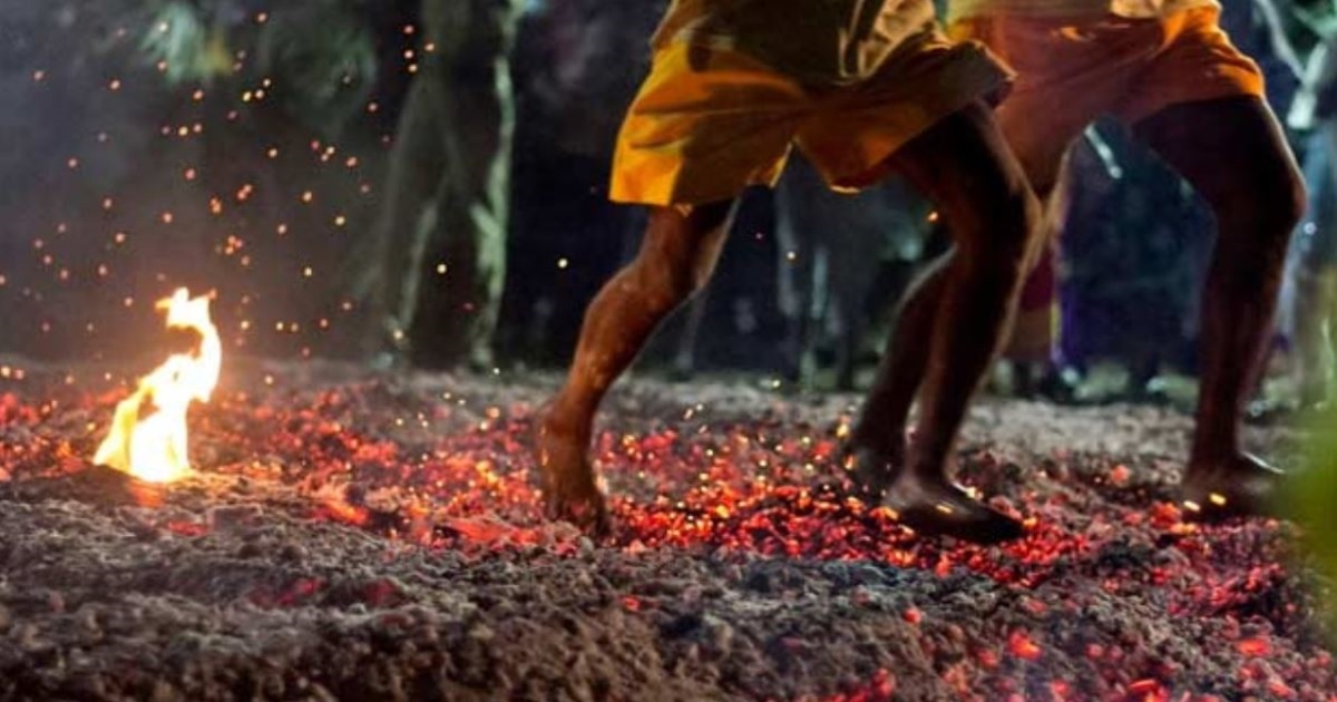 Kovil Poosari injured with fire 