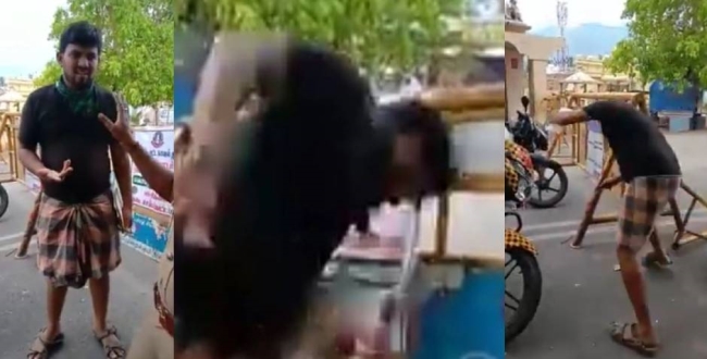 Theni youth hit police barricade by head while checking