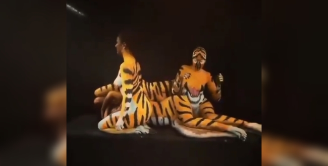Girls transform into tiger video goes viral