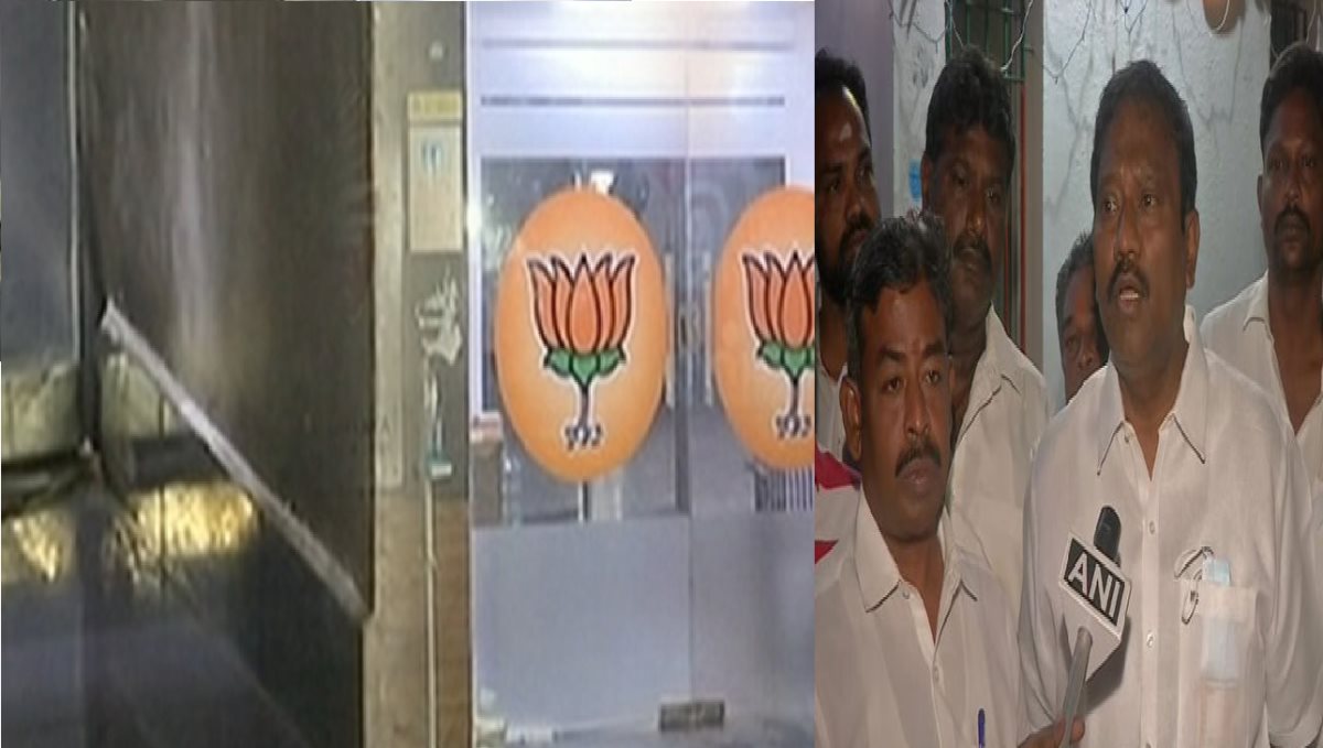 Chennai T Nagar BJP State Head Office Petrol Bomb Attacks by Stranger Police Arrest One 