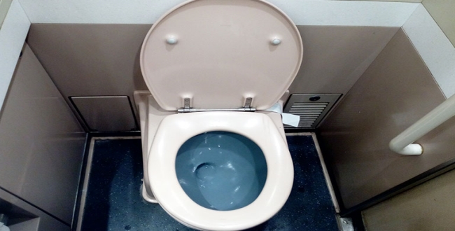 women struggled by western toilet in train 