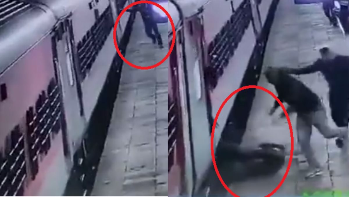 Madhya Pradesh Gwalior Man Life Secured by Railway Cop He Slipped Try to Step on Moving Train 