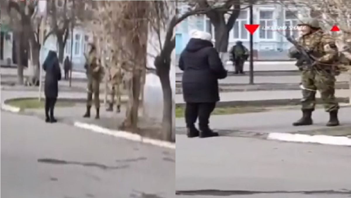 Ukrainian Brave Woman Argue With Russian Troops Video Goes Viral 