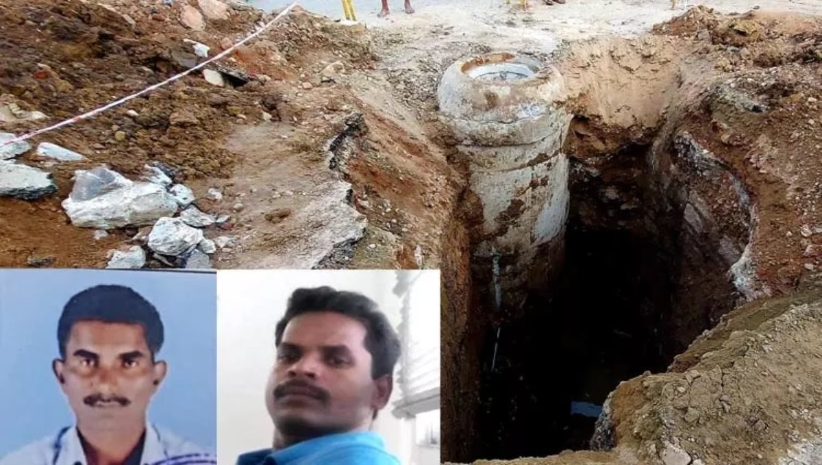 Two workers who were working on the underground sewer project in Chatur were killed by a landslide.
